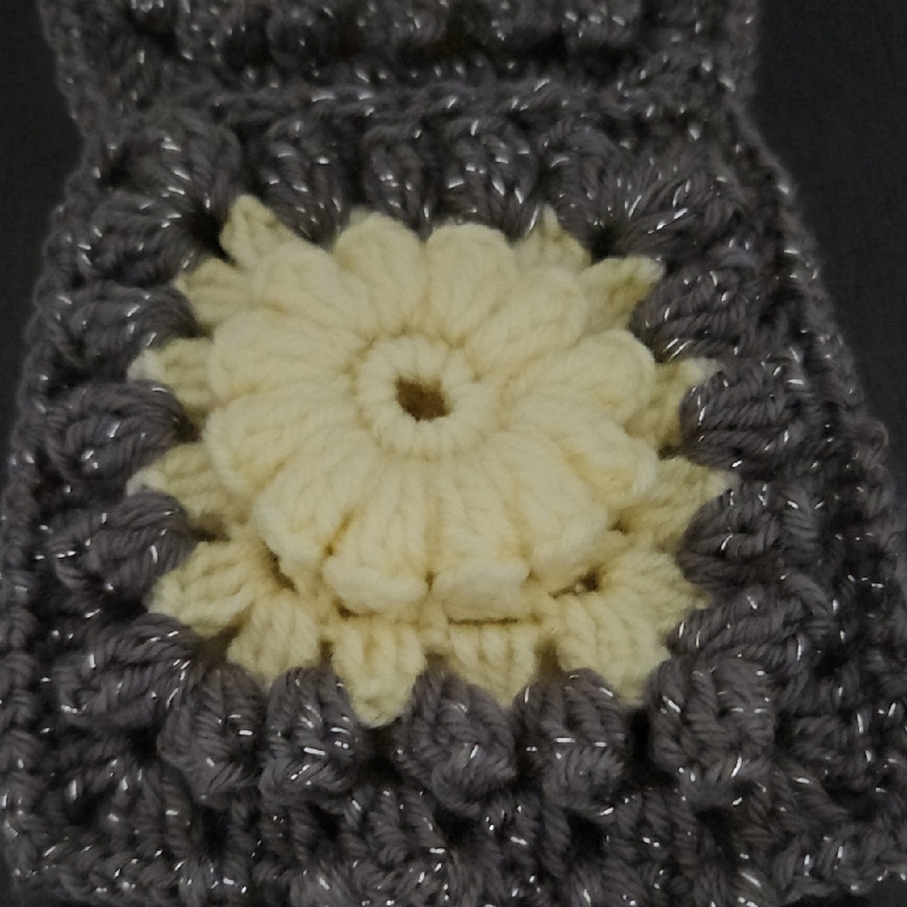 Handmade Crochet Flower Square Long Scarf